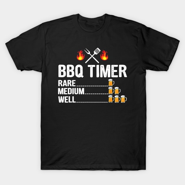 BBQ Timer Barbecue Drinking Grilling Grill Beer T-Shirt by nellieuyangela